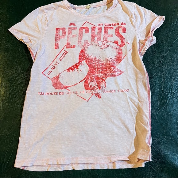 J. Crew Factory Tops - J.Crew Peaches Graphic Tee French Peches Light Pink (M)